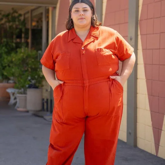 NWOT Big Bud Press Short Sleeve Jumpsuit - Paprika - Picture 7 of 7